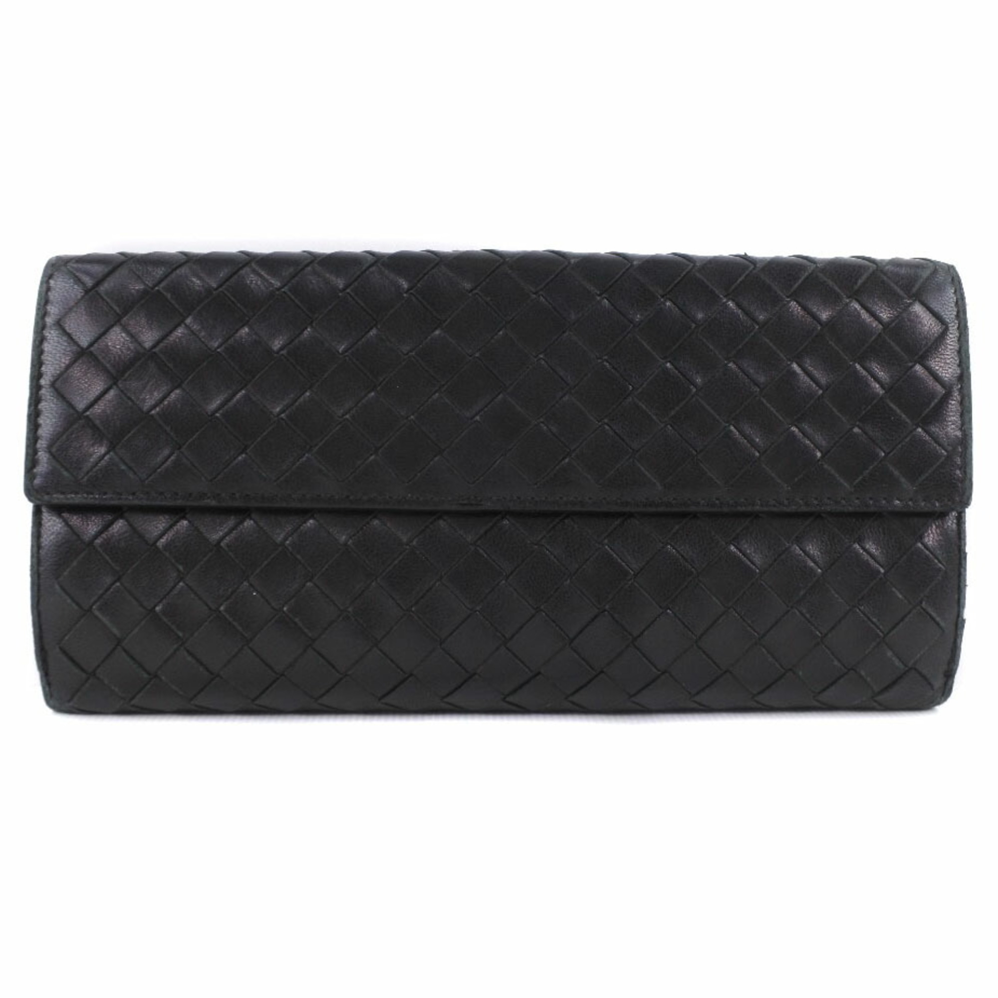 Bottega Veneta Intrecciato 134075 V0013 1000 Calf Black Men's Long Wallet